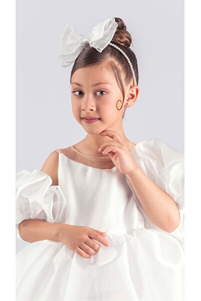 Mnk Baby&Kids Βραδινό φόρεμα για κορίτσια Miss California MNK0594 ΛΕΥΚΟ