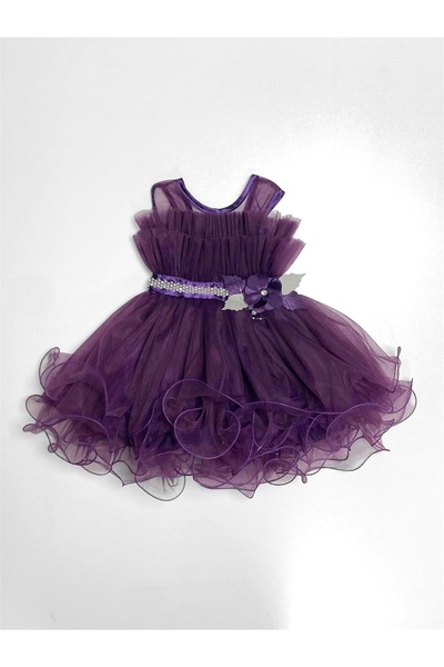 Mnk Baby&Kids Kız Çocuk Tütülü Vena Elbise MNK285 MOR