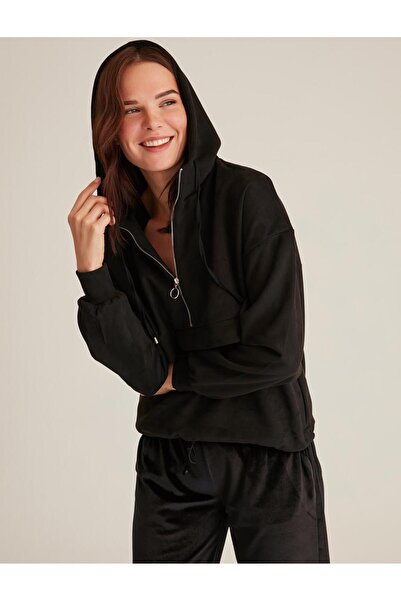 Jimmy Key Μαύρο φούτερ Kangaroo Pocket με κουκούλα