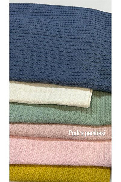 DUYGU KUMAŞ Pudra Pembesi Örgü Desen Pamuk Bebek Pikesi