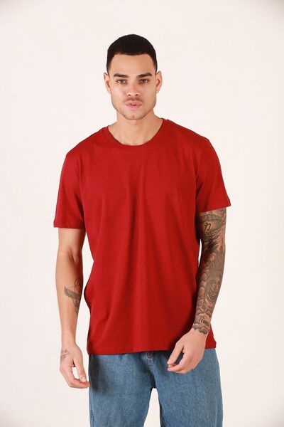 DK DAKSEL Tricou pentru bărbați, 100% bumbac, de culoare roșie