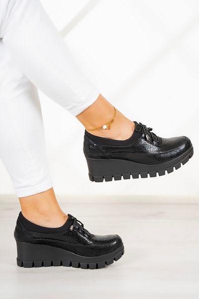 Erkan Saçmacı Olympia Black Snake Piele autentică - Pantofi casual cu toc pană