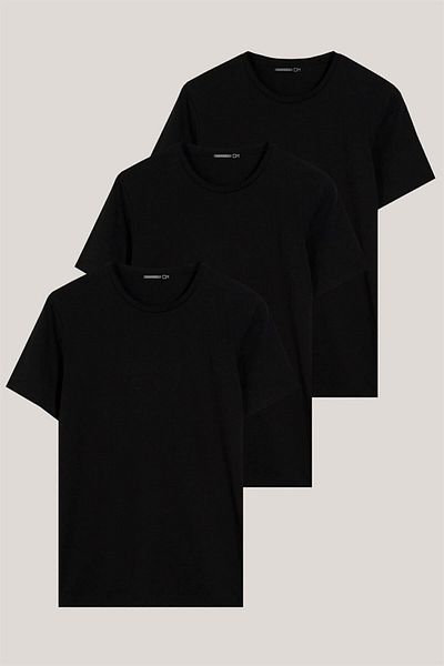 DK DAKSEL Μαύρο Ανδρικό T-shirt Regular Fit Cotton 3 Pack
