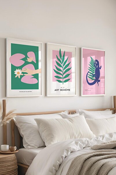 Postifull Set uokvirenih slika, 3 komada sa belim okvirima i minimalistički s...