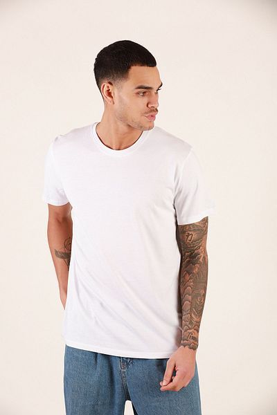 DK DAKSEL Tricou pentru bărbați, 100% bumbac, de culoare albă