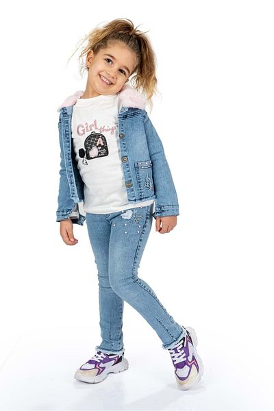 Mnk Baby&Kids Kabát, body és farmer lánykosztüm Mnk0558 Pink