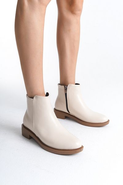 Santamarina Γυναικεία Perry Beige Skin Classic Flat κοντά μποτάκια