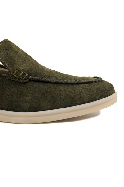 TEZCAN KUNDURA Allegro Genuine Suede Leather Laceless Dark Green Loafer Men's Shoes