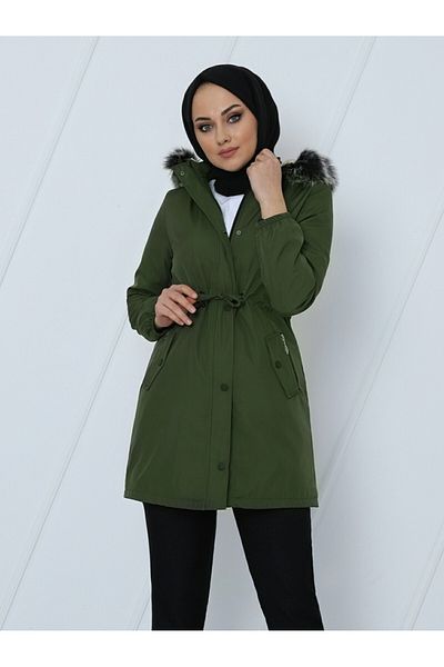 Modamorfo Veröffentlichter Kurzmantel mit Kapuze, elastischen Ärmeln und Taschen