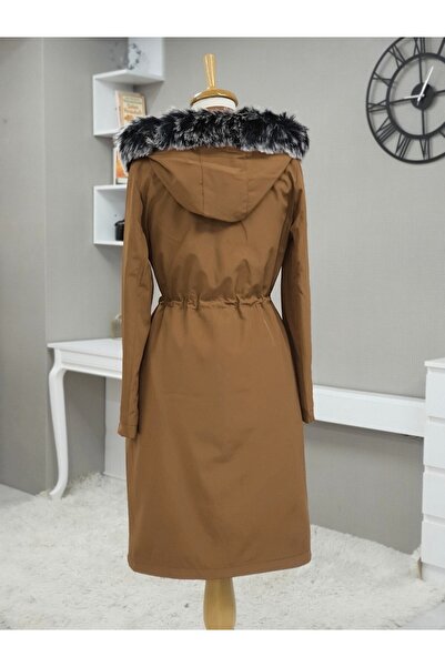 Modamorfo Dislocation Hooded Tunnel Lace Short Coat - Tan