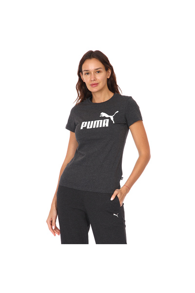 Puma Ess Logo Tee - Γκρι γυναικείο T-Shirt