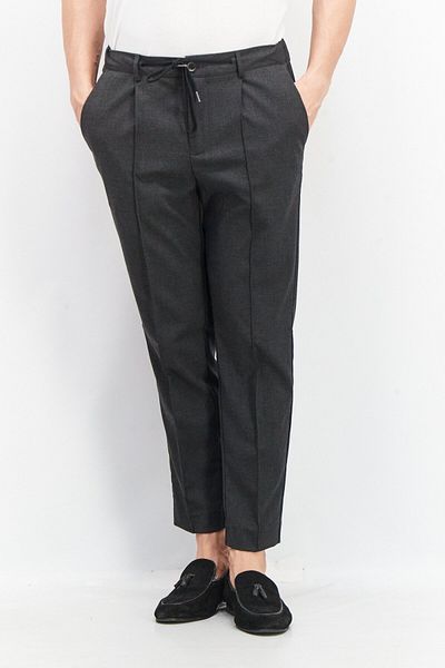 Sorbino Men Regular Fit Drawstring Heather Dress Pants, Anthracite