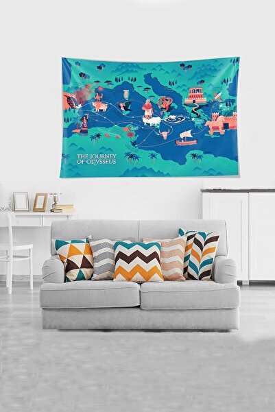 farbala Multi-Colored Room's Travel Patterned Stain-Proof Velvet Fabric Wall Cloth Wall Carpet Tapestry