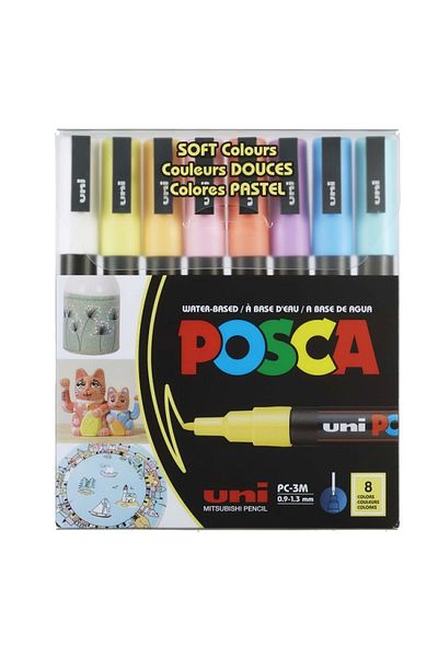 UNİ-BALL Uni Posca Water Based Marker Soft Colors Pc-3M-8C 0.9-1.3 Set of 8