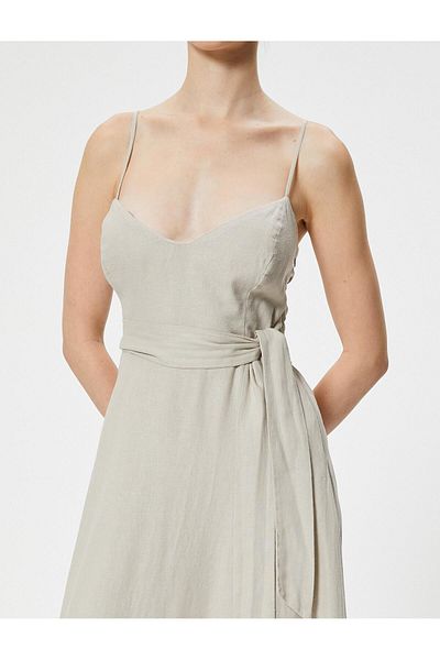 PRANGA Stone Colored Women's Dress with Belt Detail - 4sak80027mw