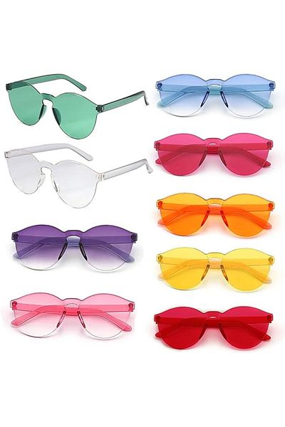 Ethab Ticaret Oval Shaped Rimless Party Glasses 6 Colors 6 Pieces (4457)