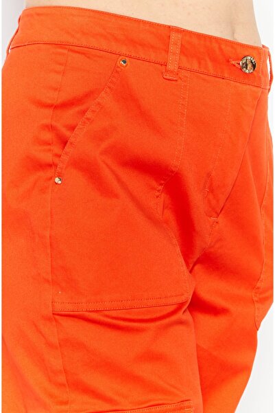 Michael Kors Women Regular Fit Solid Cargo Pants, Orange
