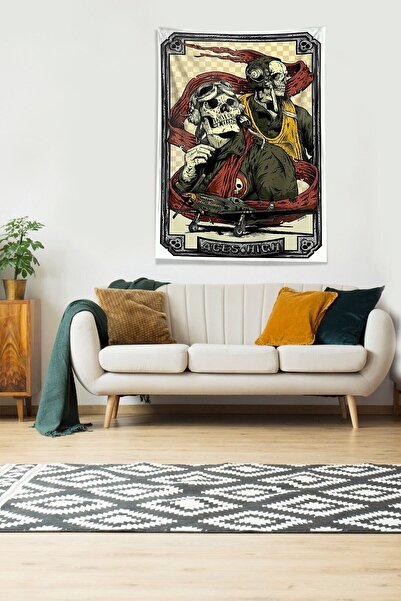 Pelangi Çok Renkli Aces Hitch Leke Tutmaz Kadife Kumaş Duvar Örtüsü Duvar Hal...