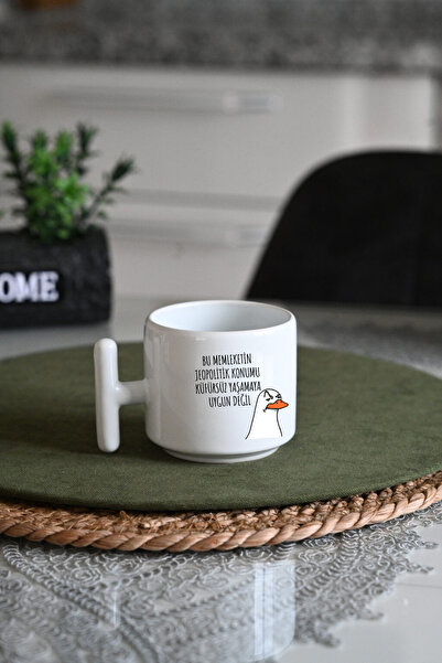 IVART Bu Memleketin Jeopolitik Konumu Küfürsüz Tasarım Baskılı Beyaz Porselen...