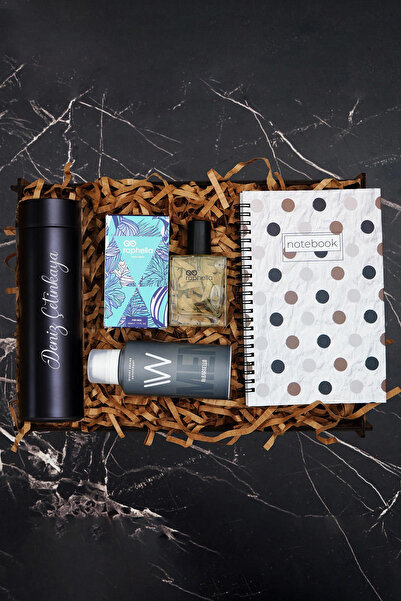 TrendHediye Kişiye Özel Termos , Defter, Erkek Parfüm, Deodorant Dekoratif Ah...