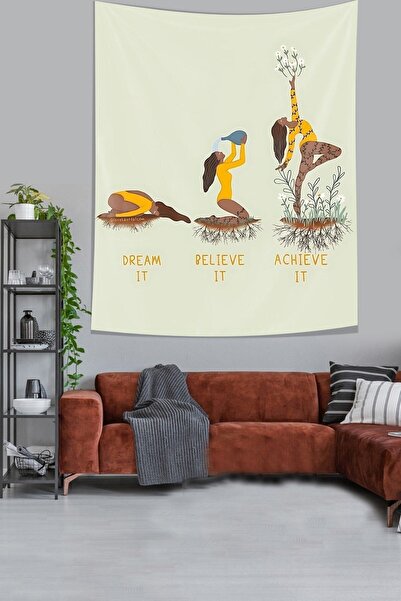 farbala Imagine Believe Succes Women's Strength Stain Resistant Fabric Wall Cloth Wall Tapestry Tapestry