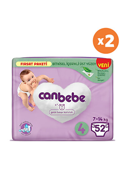 Canbebe 4 Numara Fırsat Paketi 104 Adet Bebek Bezi 2x52