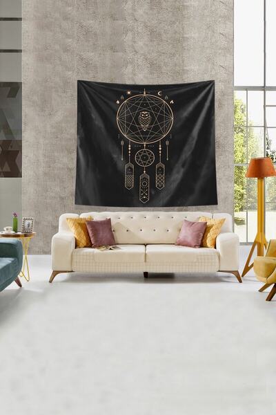 farbala Black Owl Patterned Stain Resistant Velvet Fabric Wall Cloth Wall Car...