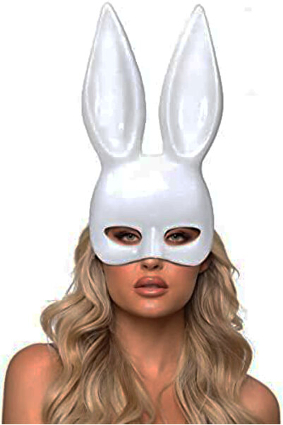 Marsilyan White Color Extra Luxury Long-Eared Rabbit Mask 35X16 cm (4887)