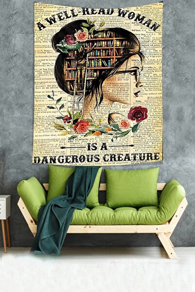 farbala Newspaper Print Bookshelf Themed Stain Resistant Fabric Wall Cover Wall Carpet Tapestry