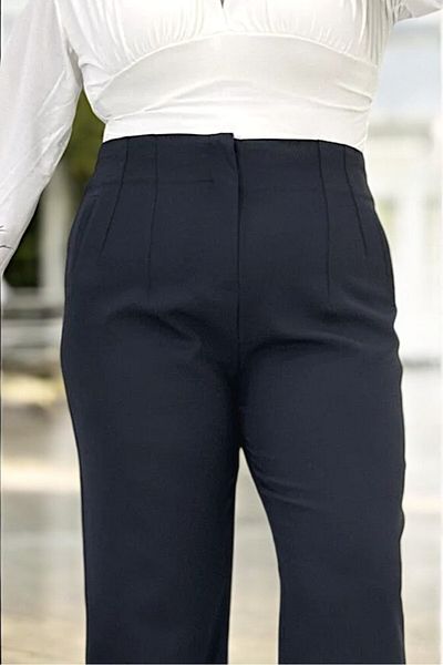yagmurberen High Waist Collar - Large Size Pipe Leg Trousers with Hidden Pockets
