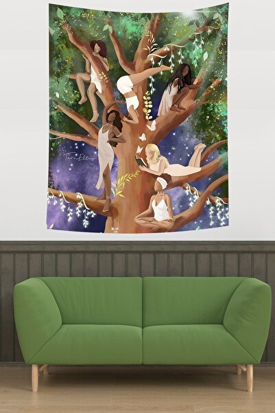 farbala Women Meditating Stain Resistant Fabric Wall Cloth Wall Carpet Tapestry