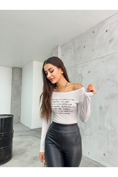BİKELİFE Bedruckte, dehnbare Sandy Crop-Bluse für Damen