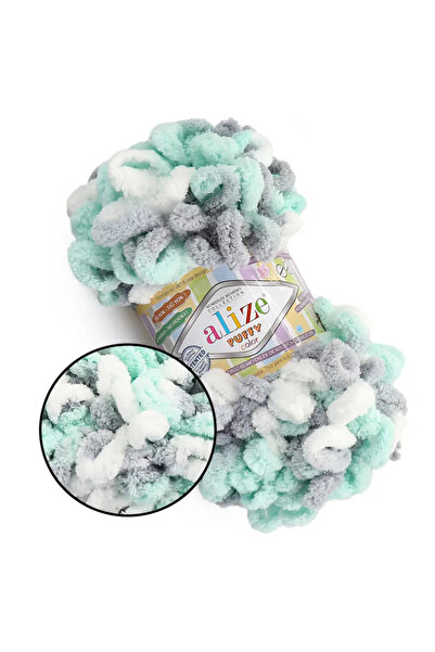 Alize Puffy Color Tricotat manual Pachet de 5 - 9 mt Pătură Panduf Eșarfă Cardigan Tricotat 6408 100 gr