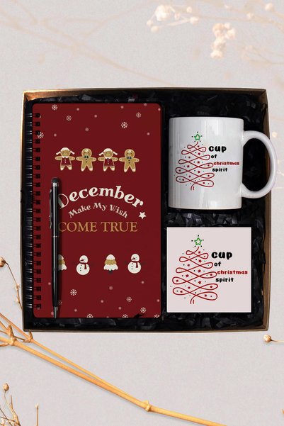 TrendHediye Yılbaşı Özel Tasarımlı, Defter, Kupa, Bardak Altı Hediye Seti