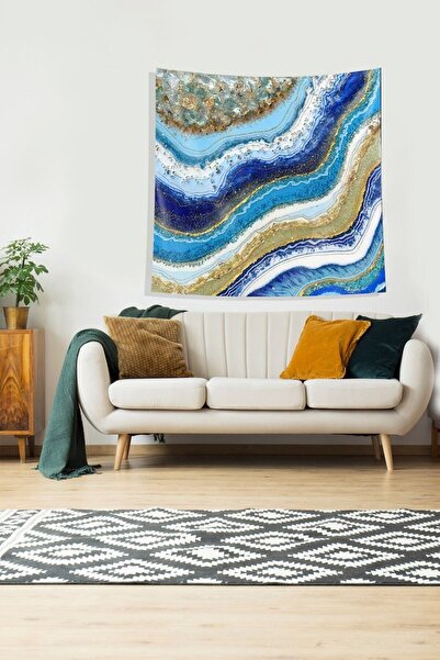 farbala Multicolor Ocean Marble Stain Resistant Velvet Fabric Wall Cloth Wall Carpet Tapestry