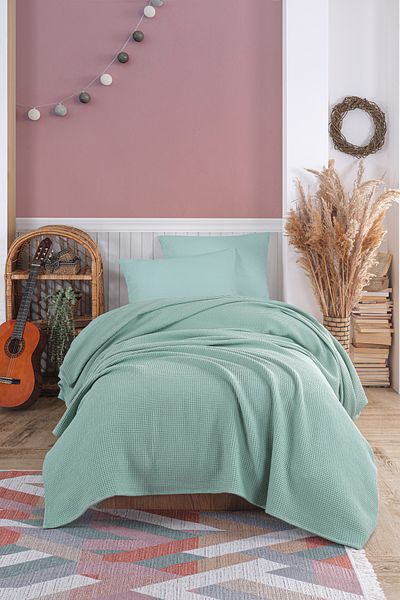 Eponj Home Ecocel Pike Junior Blanket - 140x230cm Karde, Mint Green