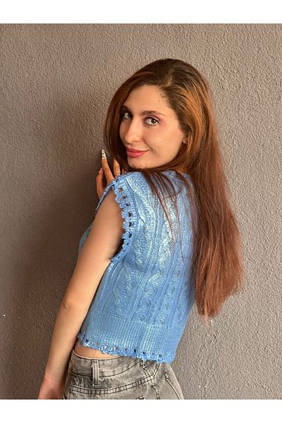 Gönülden Tasarım VARAKLI TRTİKO CROP SWEETER WOMEN'S TRİKO STANDARD SIZE