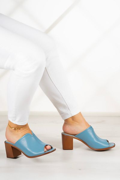 Erkan Saçmacı Papuci Valery Blue din piele naturală - Design confortabil și elegant