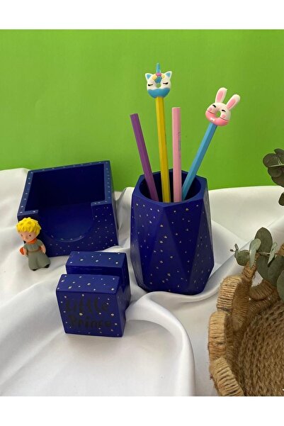 Bimumseramik مجموعة مكتب الأمير الصغير (حامل القلم المنظم وحامل البطاقات وحامل بطاقات العمل ومشبك الورق)