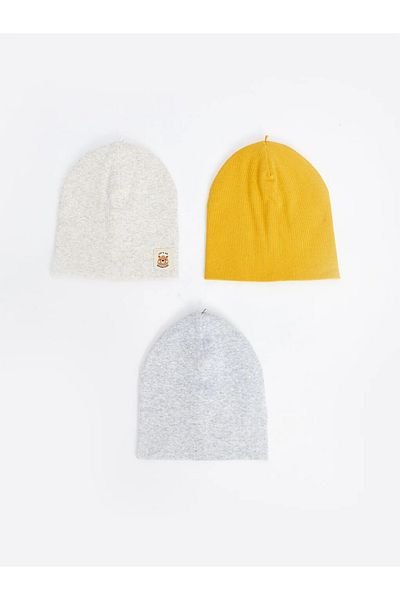 LC Waikiki LCW baby Snow White Melange Cotton Baby Boy Beanie Σετ 3 τεμαχίων