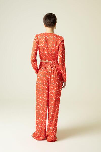 rue Beli Lastikli Desenli Narçiçeği Palazzo Pantolon