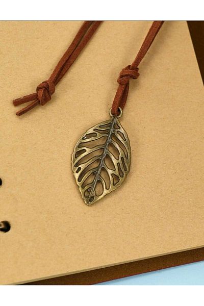 MRShopping Mr Leaf Printed Leather Covered Daily Notepad Special Design Gift Leather Covered Agenda