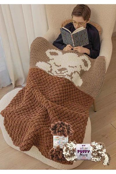 Alize Pack of 5 Puffy Color Hand Knitted - 6463 Model, 100 Gr 9 Mt Finger Knitting, Blanket Slippers Scarf Cardigan