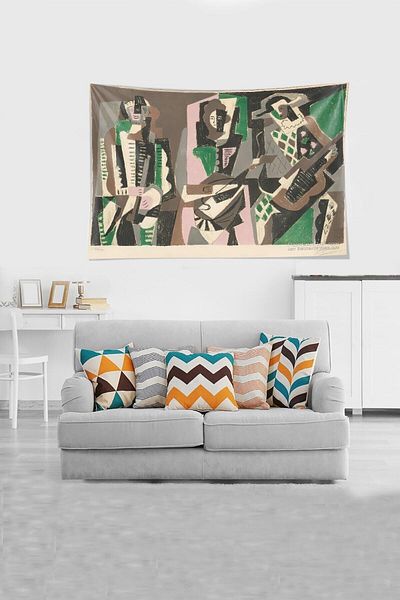 Pelangi Musical Band Patterned - Stain-Proof Velvet Tapestry