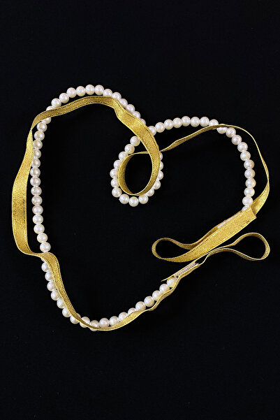 ZEYMERADE Gold Söz Nişan Yüzük Kurdelesi, Dökülen İncili, Gelin Damat