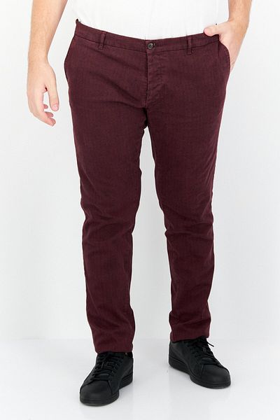Trussardi Jeans Men Regular Fit Microgrid Print Chino Pants, Maroon