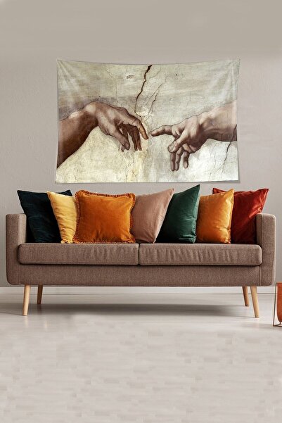 farbala Alb Crearea Ademului Tapiserie din țesătură din catifea rezistentă la pete