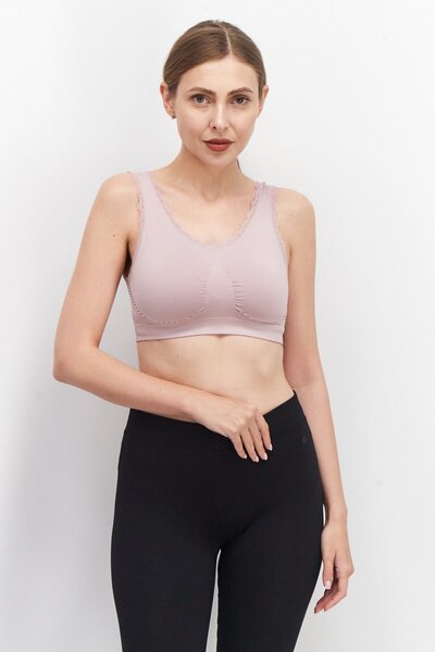 Tchibo Women Lightly Padded Seamless Bustier, Mauve Pink