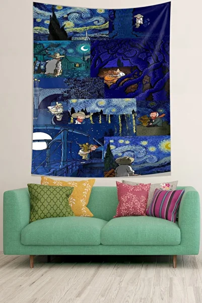 farbala Van Gogh Starry Nights Themed Paintings Stain Resistant Fabric Wall Cloth Wall Carpet Tapestry