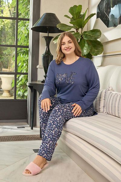 Aydoğan Love Plus Size Purple Pajamas Set - Pearl 0656
